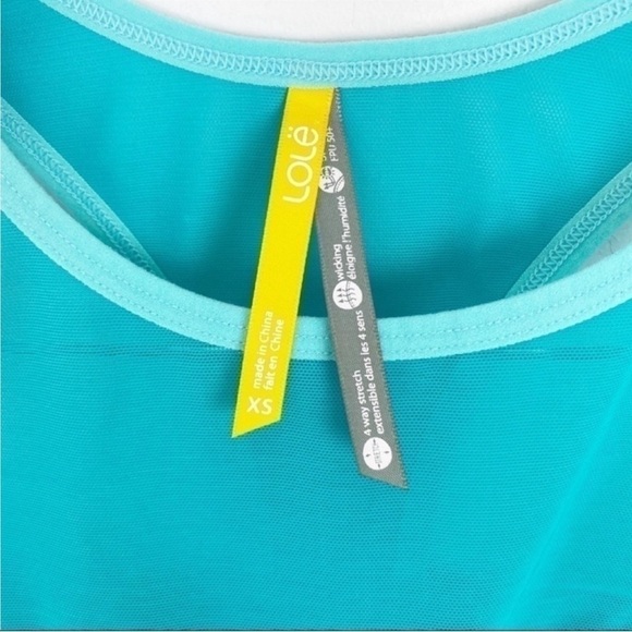 Lole Racerback Teal Athletic Mesh Workout Tank Top Built In Sports Bra Size XS - Picture 4 of 9